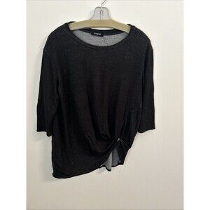 Women’s Medium Boutique Black three-quarter sleeve top with a twisted knot hem
